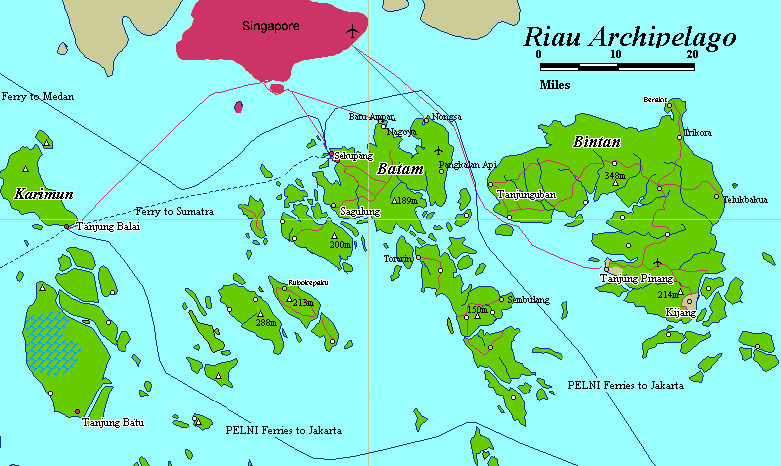 Sea routes to Riau